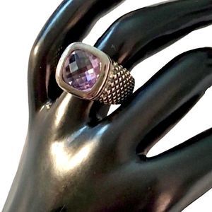 MICHAEL DAWKINS Starry Night Faceted Purple Amethyst Sterling Silver Ring Sz 9